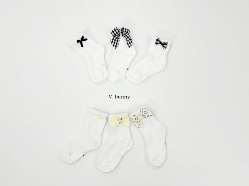 V Bunny - Korean Children Fashion - #littlefashionista - Ribbon Ribbon Socks Set - 2