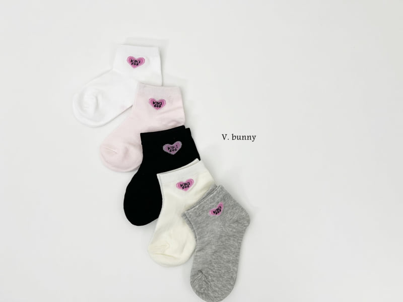 V Bunny - Korean Children Fashion - #littlefashionista - Kiki Heart Socks Set - 2