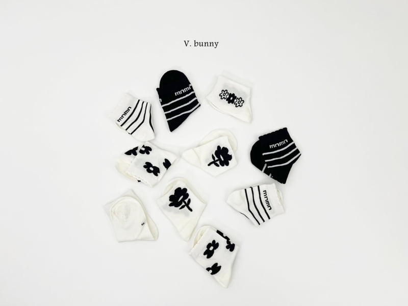 V Bunny - Korean Children Fashion - #littlefashionista - String Flower Socks Set - 11