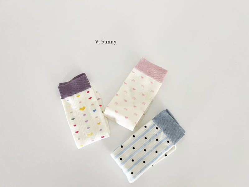 V Bunny - Korean Children Fashion - #littlefashionista - Dotted Heart Socks Set - 3