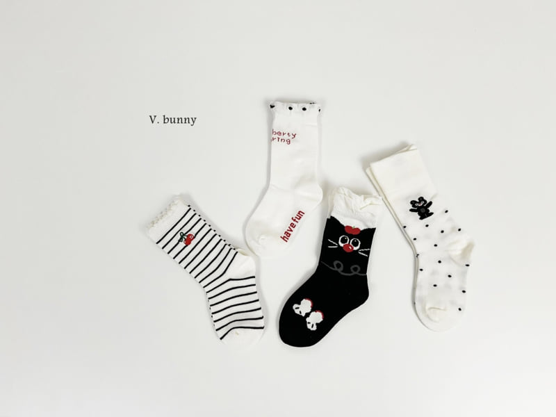 V Bunny - Korean Children Fashion - #magicofchildhood - Black Cat Socks Set - 2