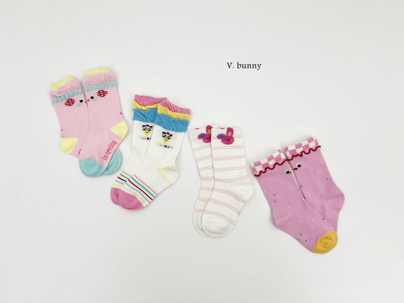 V Bunny - Korean Children Fashion - #magicofchildhood - Shirring Three Color Socks Set - 2