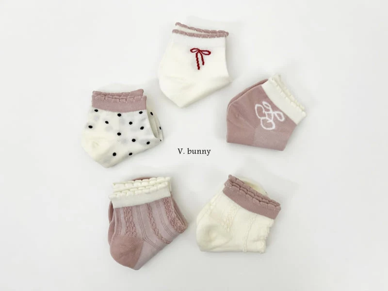 V Bunny - Korean Children Fashion - #littlefashionista - Red String Socks Set - 4