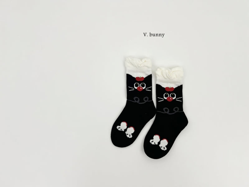 V Bunny - Korean Children Fashion - #minifashionista - Black Cat Socks Set - 3
