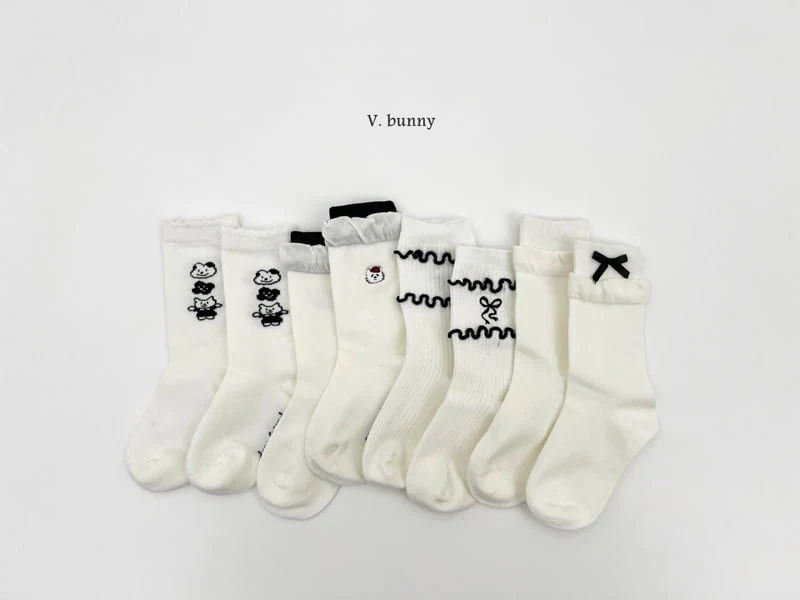 V Bunny - Korean Children Fashion - #minifashionista - Layer Ribbon Socks Set - 11