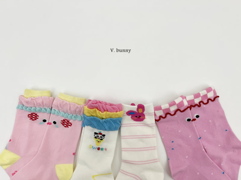 V Bunny - Korean Children Fashion - #minifashionista - Shirring Three Color Socks Set - 3