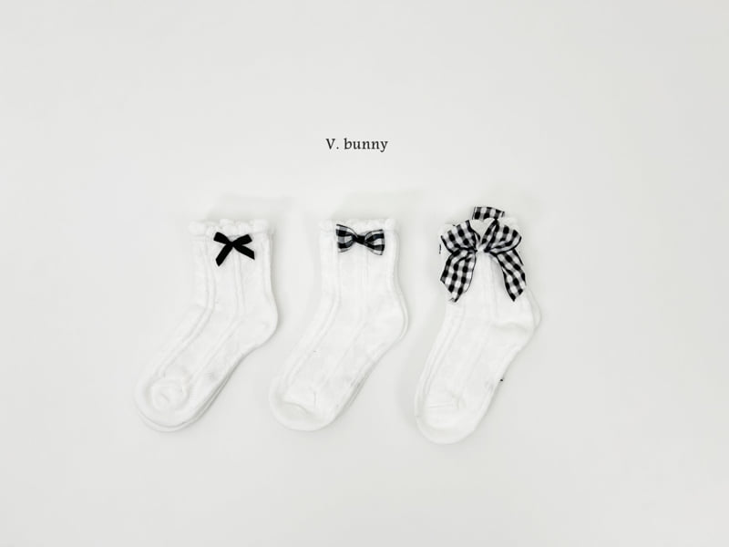 V Bunny - Korean Children Fashion - #magicofchildhood - Ribbon Ribbon Socks Set - 4