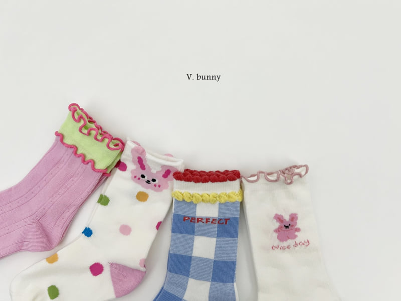 V Bunny - Korean Children Fashion - #prettylittlegirls - Bubble Rabbit Socks Set - 3