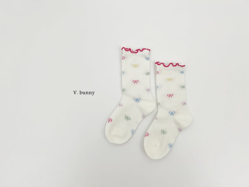 V Bunny - Korean Children Fashion - #prettylittlegirls - Sky Ribbon Socks Set - 7