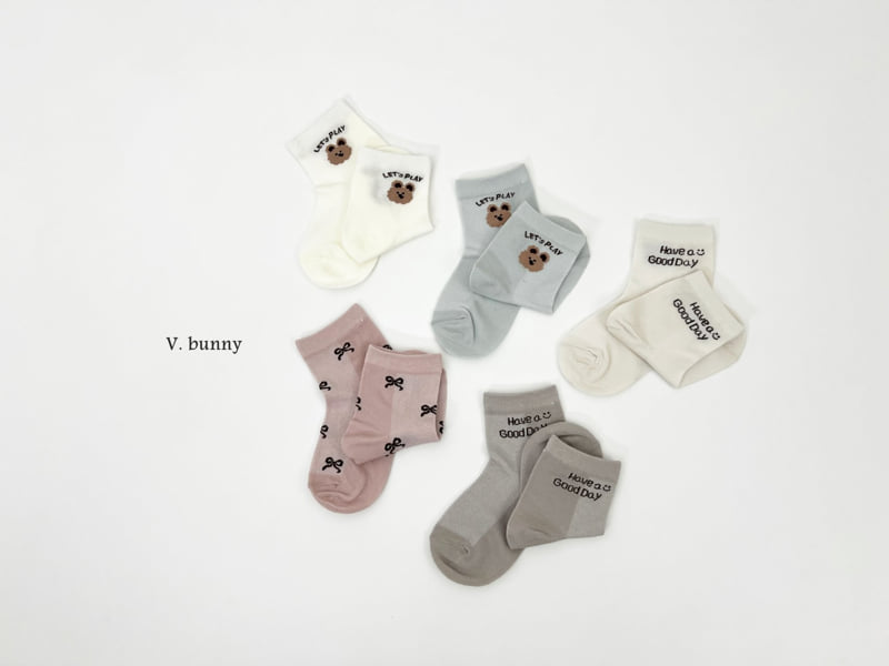 V Bunny - Korean Children Fashion - #prettylittlegirls - Good Day Bear Socks Set - 9