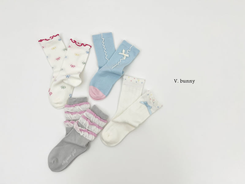 V Bunny - Korean Children Fashion - #stylishchildhood - Sky Ribbon Socks Set - 10