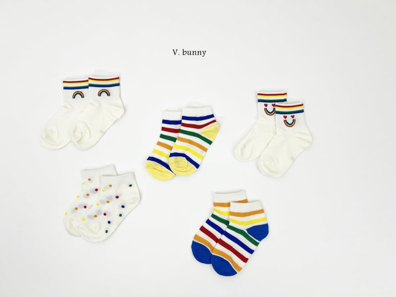 V Bunny - Korean Children Fashion - #stylishchildhood - Color Stripe Socks Set - 11