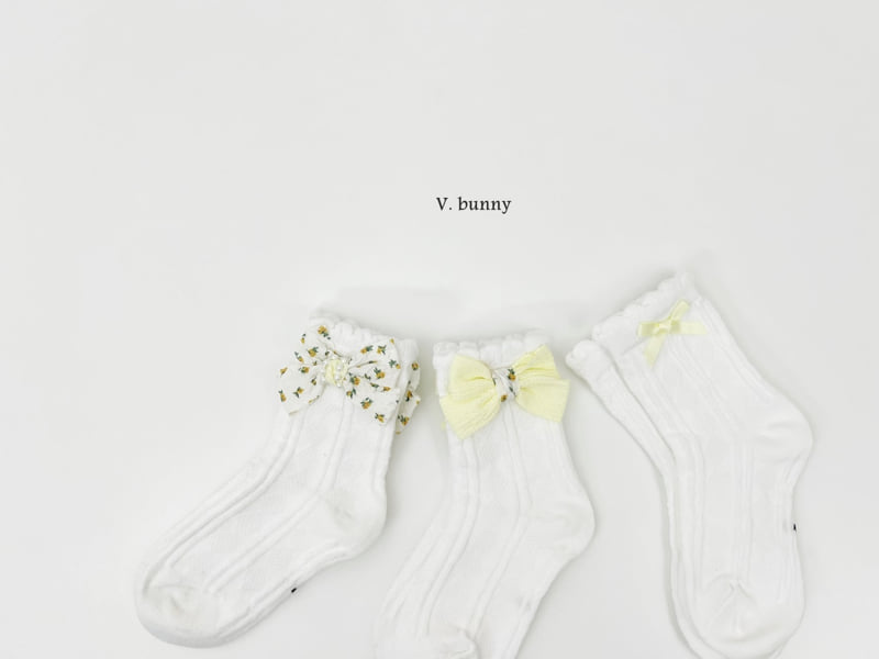 V Bunny - Korean Children Fashion - #stylishchildhood - Ribbon Ribbon Socks Set - 8