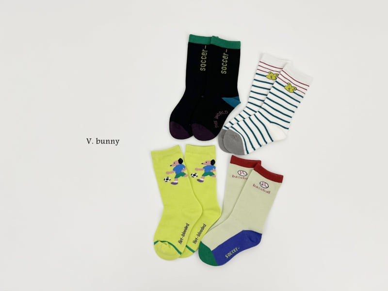V Bunny - Korean Children Fashion - #todddlerfashion - Baseball Socks Set - 2