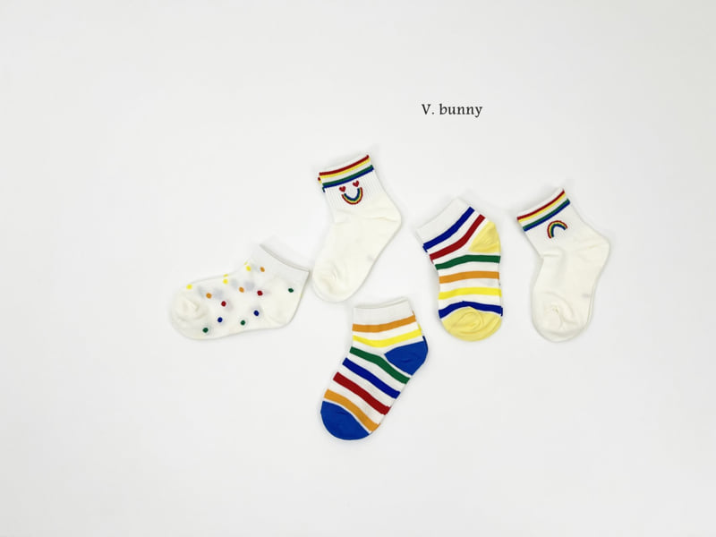 V Bunny - Korean Children Fashion - #todddlerfashion - Color Stripe Socks Set - 9