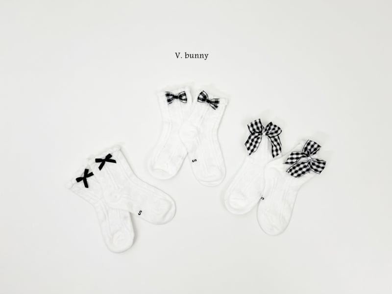 V Bunny - Korean Children Fashion - #todddlerfashion - Ribbon Ribbon Socks Set - 6