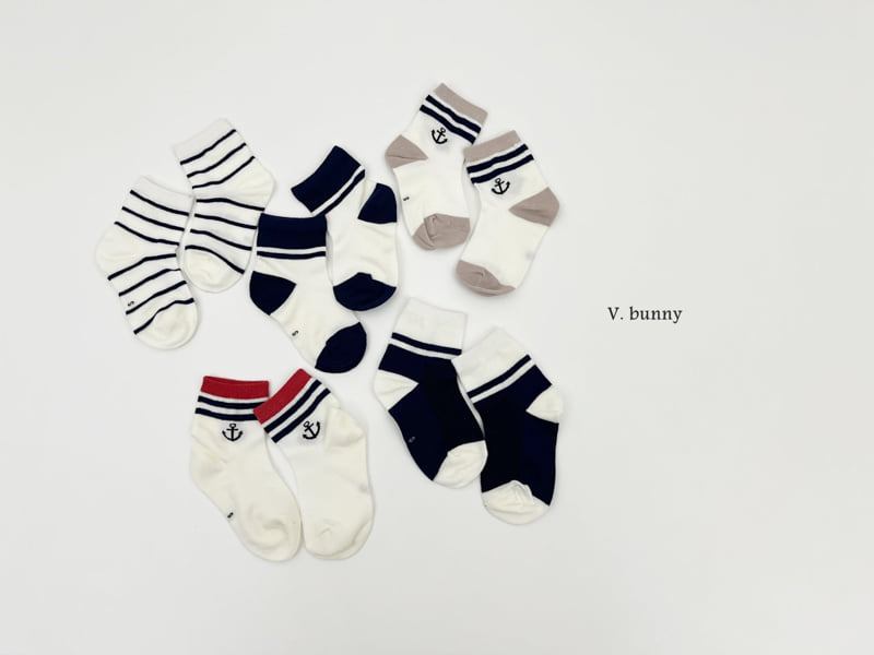 V Bunny - Korean Children Fashion - #toddlerclothing - Marine Boy Socks Set - 11