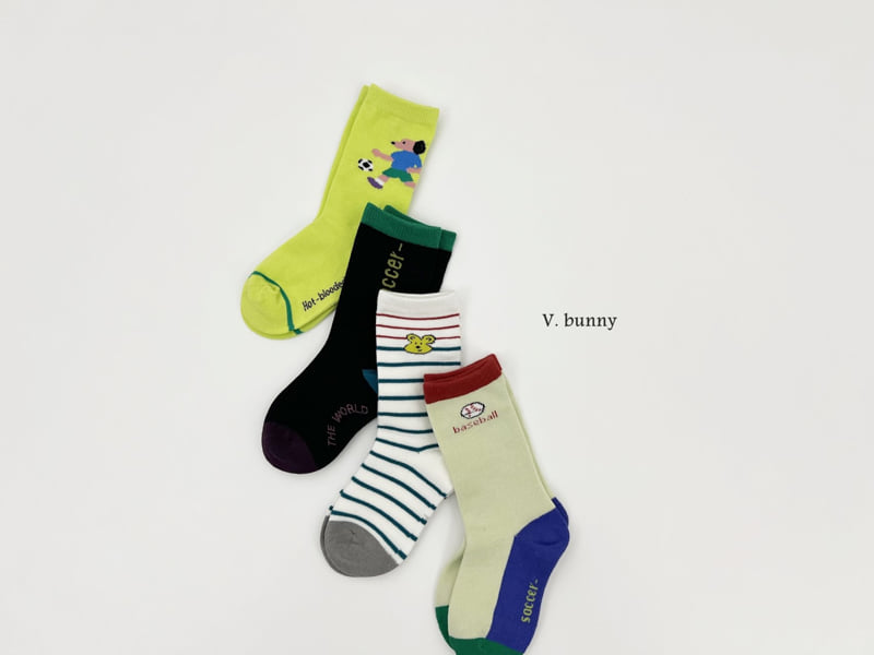 V Bunny - Korean Children Fashion - #toddlerclothing - Baseball Socks Set - 3