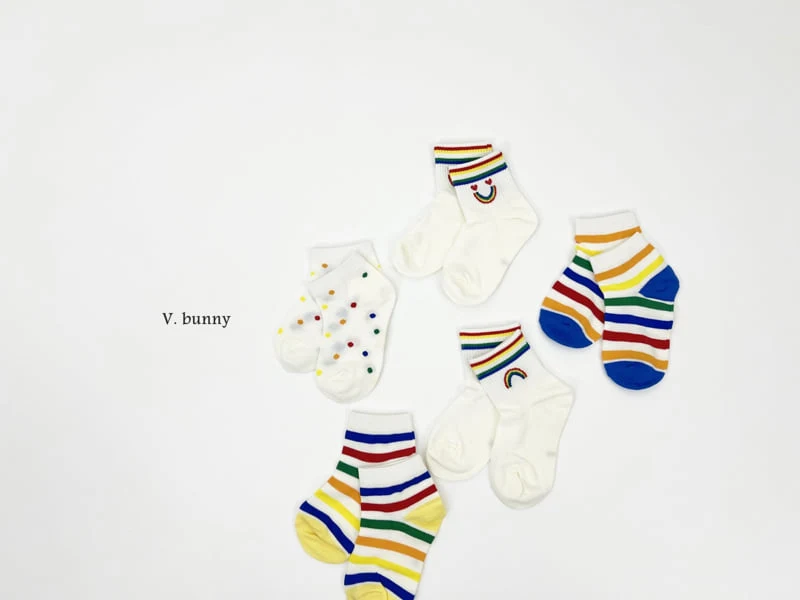 V Bunny - Korean Children Fashion - #toddlerclothing - Color Stripe Socks Set - 10