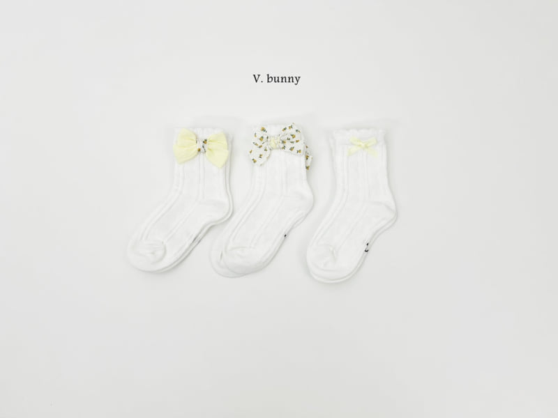 V Bunny - Korean Children Fashion - #toddlerclothing - Ribbon Ribbon Socks Set - 7