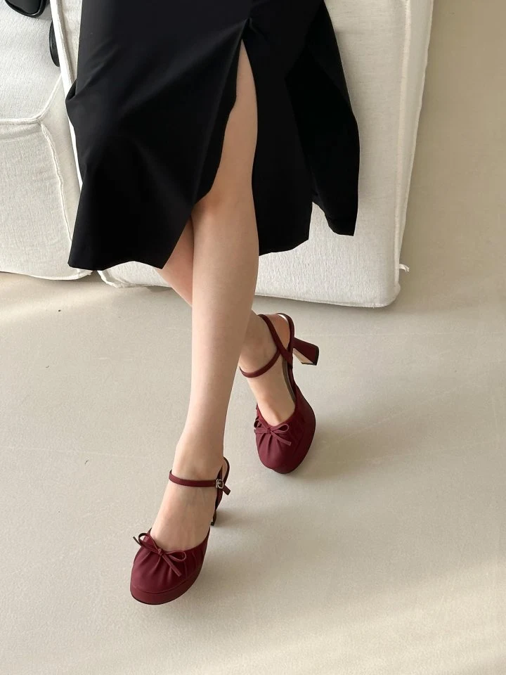 Vade - Korean Women Fashion - #momslook - High Mary Jane Round Pumps Heel - 6