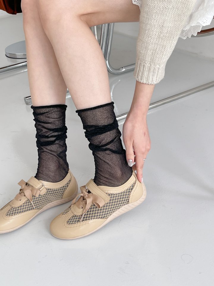 Vade - Korean Women Fashion - #momslook - Basic Round Mesh Sneakers - 5