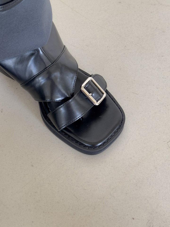 Vade - Korean Women Fashion - #momslook - Span Square Cubic Open Toe Ankle Boots - 7