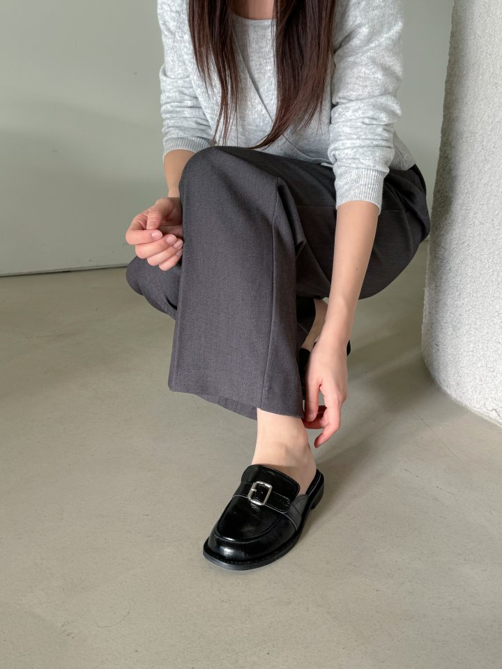 Vade - Korean Women Fashion - #momslook - Square Buckle Round Black Loafers - 10