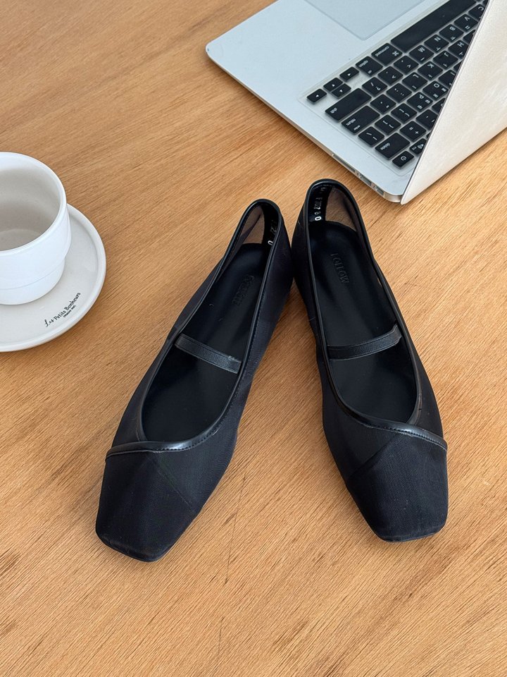 Vade - Korean Women Fashion - #momslook - Mesh Banding Square Flat - 10