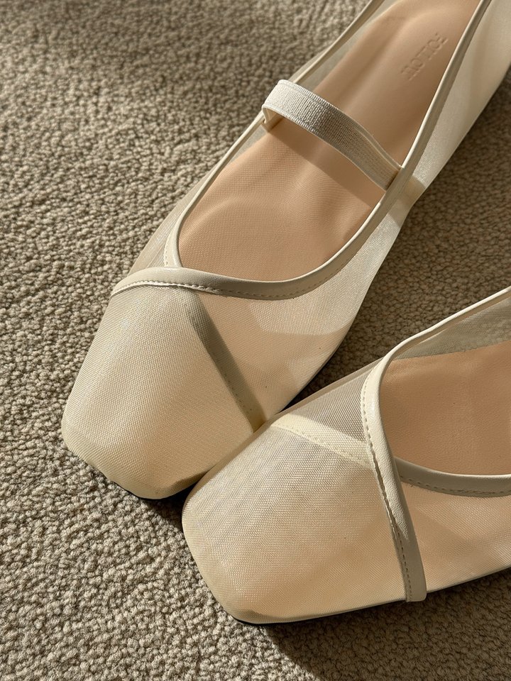 Vade - Korean Women Fashion - #momslook - Mesh Banding Square Flat - 8