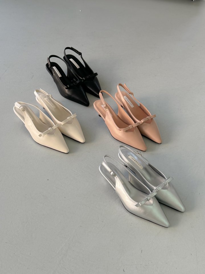 Vade - Korean Women Fashion - #momslook - Basic Stiletto Ribbon Slingback Mule - 10
