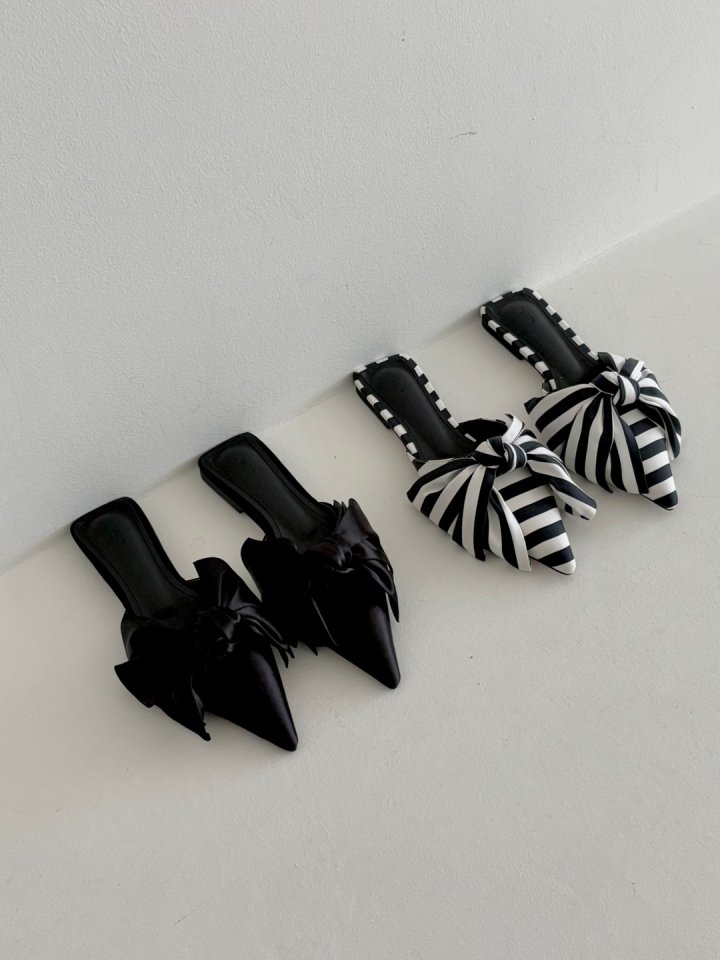 Vade - Korean Women Fashion - #momslook - Neutro Stiletto Ribbon Flat Mule - 9