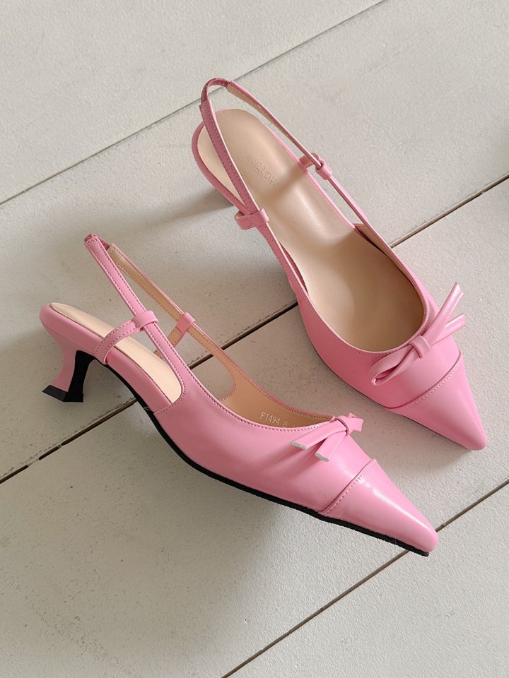 Vade - Korean Women Fashion - #momslook - Stiletto Slingback Ribbon Heel