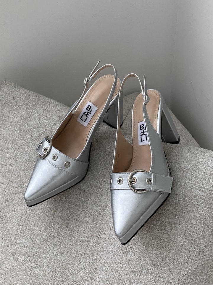 Vade - Korean Women Fashion - #momslook - Stiletto Velcro Slingback High Heel - 2