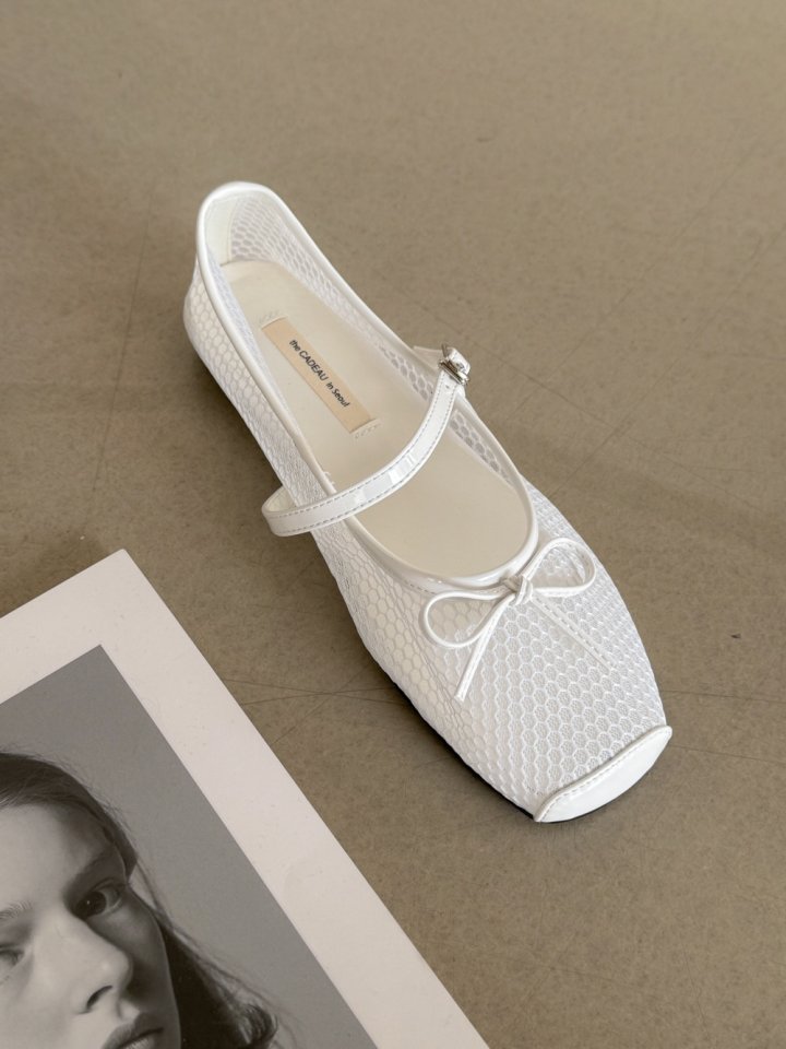 Vade - Korean Women Fashion - #momslook - Mesh Mary Jane Ribbon Flat - 10