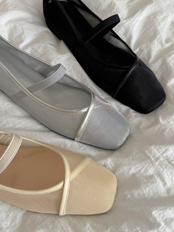 Vade - Korean Women Fashion - #pursuepretty - Mesh Banding Square Flat - 2