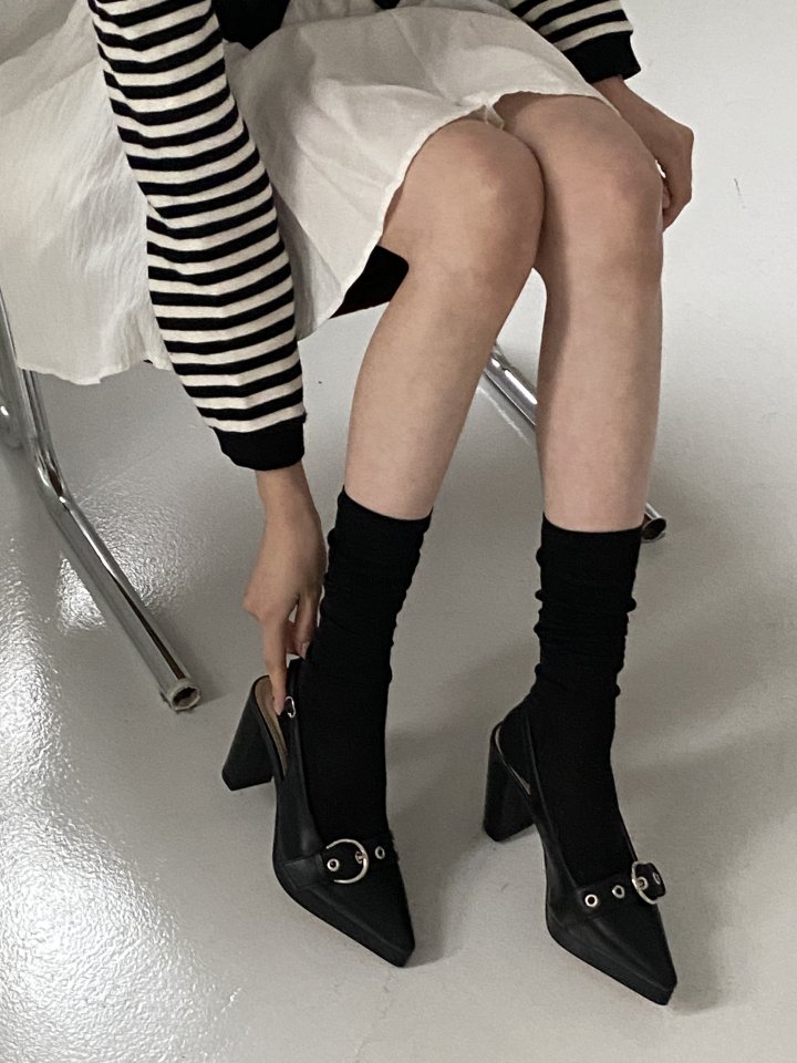 Vade - Korean Women Fashion - #pursuepretty - Stiletto Velcro Slingback High Heel - 10