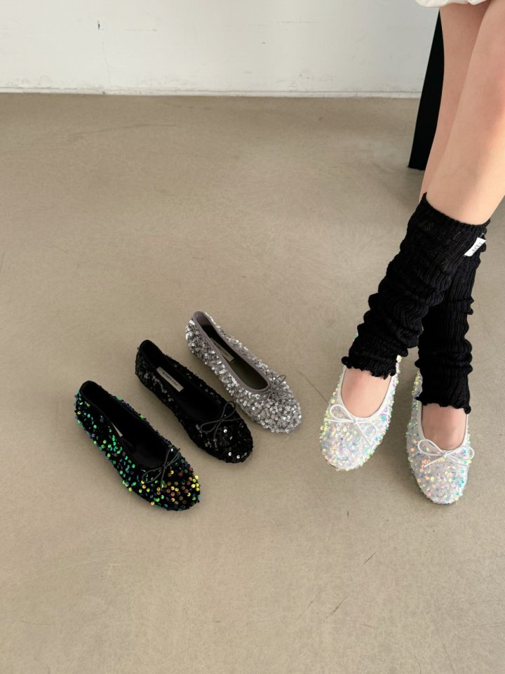Vade - Korean Women Fashion - #romanticstyle - Spangle Unique Flat - 3