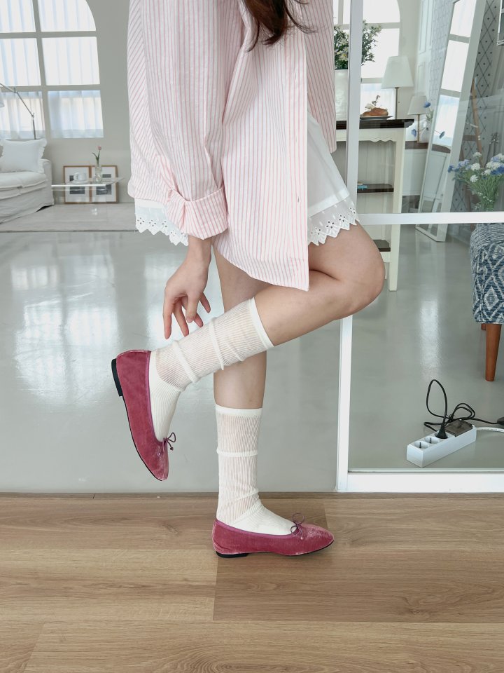 Vade - Korean Women Fashion - #shopsmall - Banding Ribbon Velvet Flat - 8