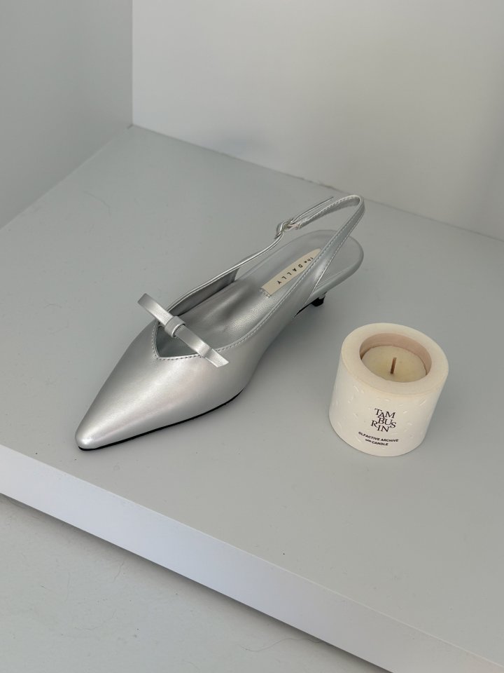 Vade - Korean Women Fashion - #shopsmall - Basic Stiletto Ribbon Slingback Mule