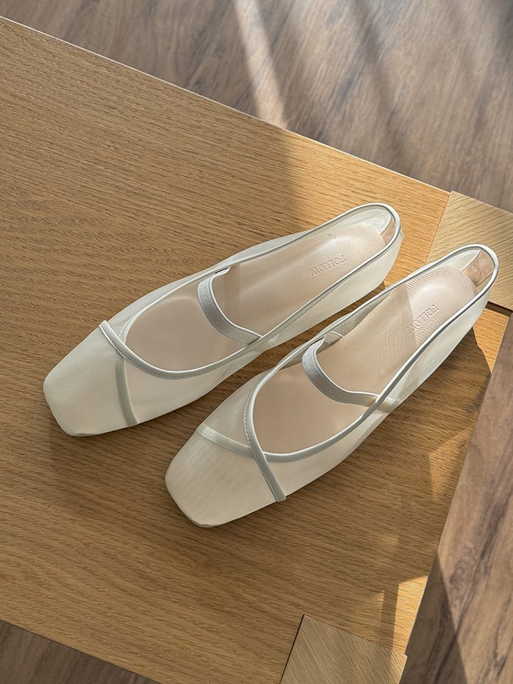 Vade - Korean Women Fashion - #thatsdarling - Mesh Banding Square Flat - 6