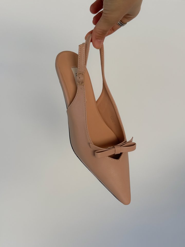 Vade - Korean Women Fashion - #thelittlethings - Basic Stiletto Ribbon Slingback Mule - 3
