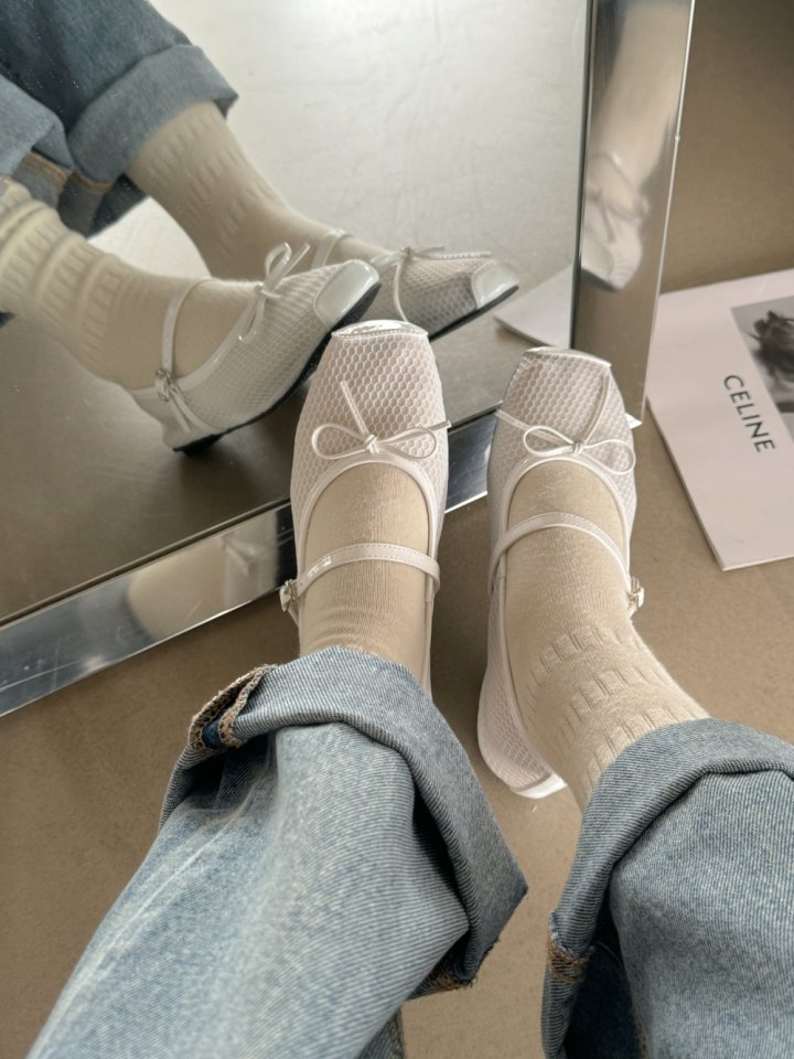 Vade - Korean Women Fashion - #thelittlethings - Mesh Mary Jane Ribbon Flat - 7