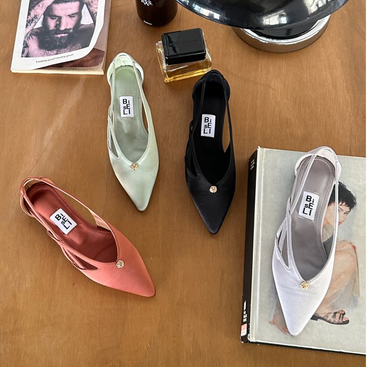 Vade - Korean Women Fashion - #vintageinspired -  Stiletto Satin Flat - 7