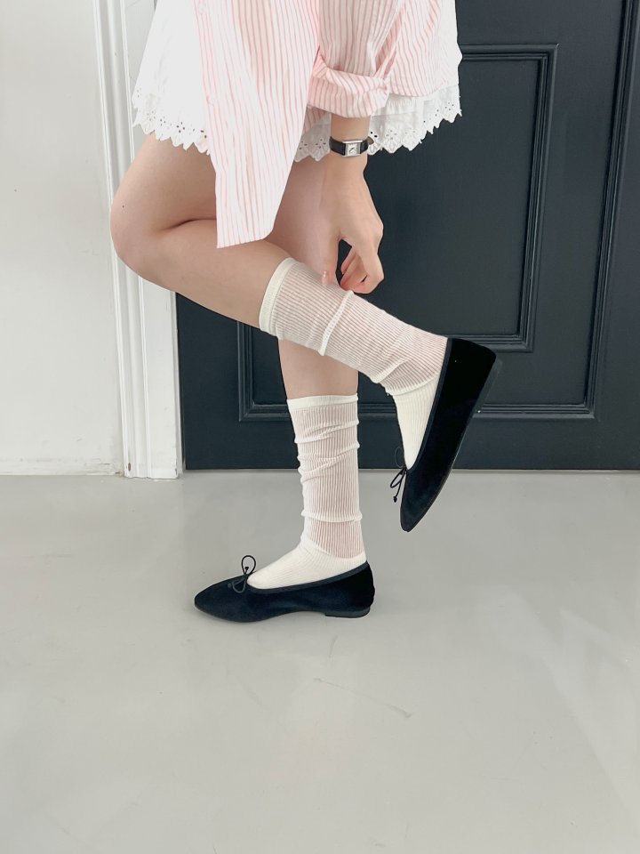 Vade - Korean Women Fashion - #vintageinspired - Banding Ribbon Velvet Flat - 4