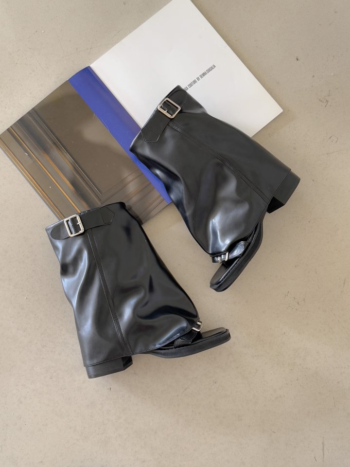 Vade - Korean Women Fashion - #womensfashion - Span Square Cubic Open Toe Ankle Boots - 10