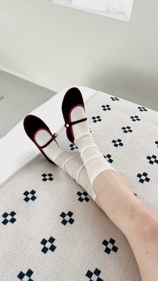 Vade - Korean Women Fashion - #womensfashion - Velvet Mary Jane Flat - 11