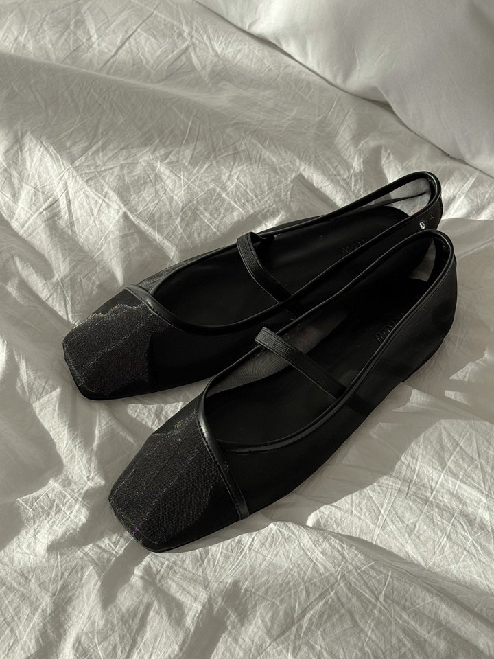 Vade - Korean Women Fashion - #womensfashion - Mesh Banding Square Flat - 9