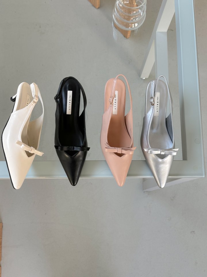 Vade - Korean Women Fashion - #womensfashion - Basic Stiletto Ribbon Slingback Mule - 11