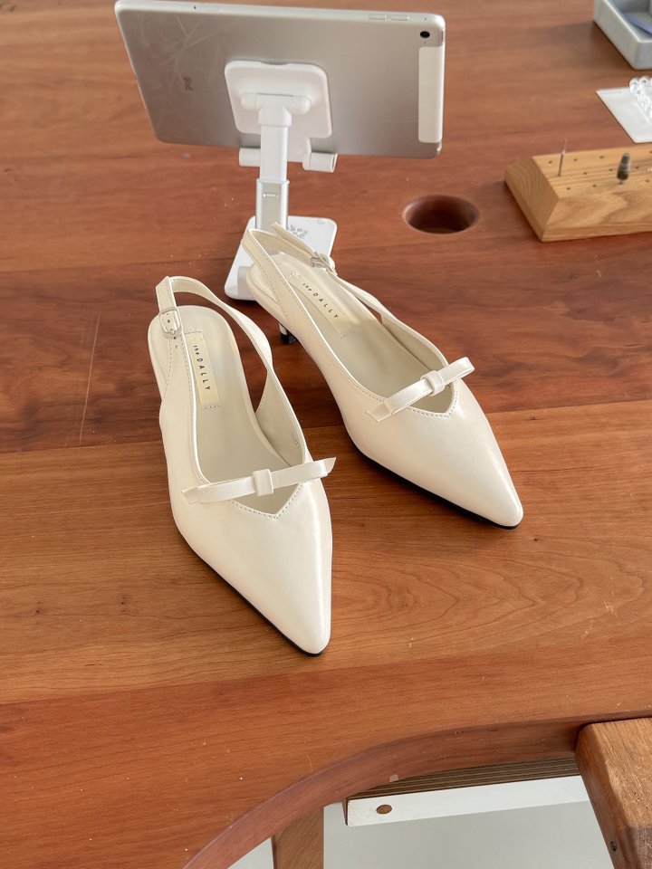 Vade - Korean Women Fashion - #womensfashion - Basic Stiletto Ribbon Slingback Mule - 7